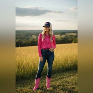 Wrangler x Barbie Trucker-style Cap, One Size Adjustable, NWT Blue/Pink